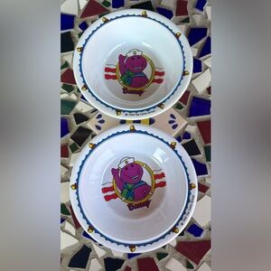 1993 Ships Ahoy Barney Vintage Melamine Cereal Bowls Lyons Group Selandia 6.5”